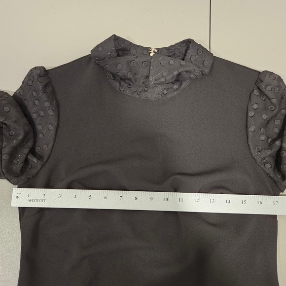 Tommy Hilfiger Sheer Sleeve Dress 8 Polka Dot‎ Mesh Black Wednesday Whimsigoth - Picture 12 of 16